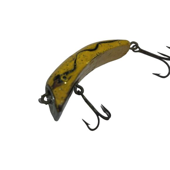 South Bend Teas Oreno Wood Tack Eye Vintage Crankbait Fishing Lure Yellow - Picture 2 of 9